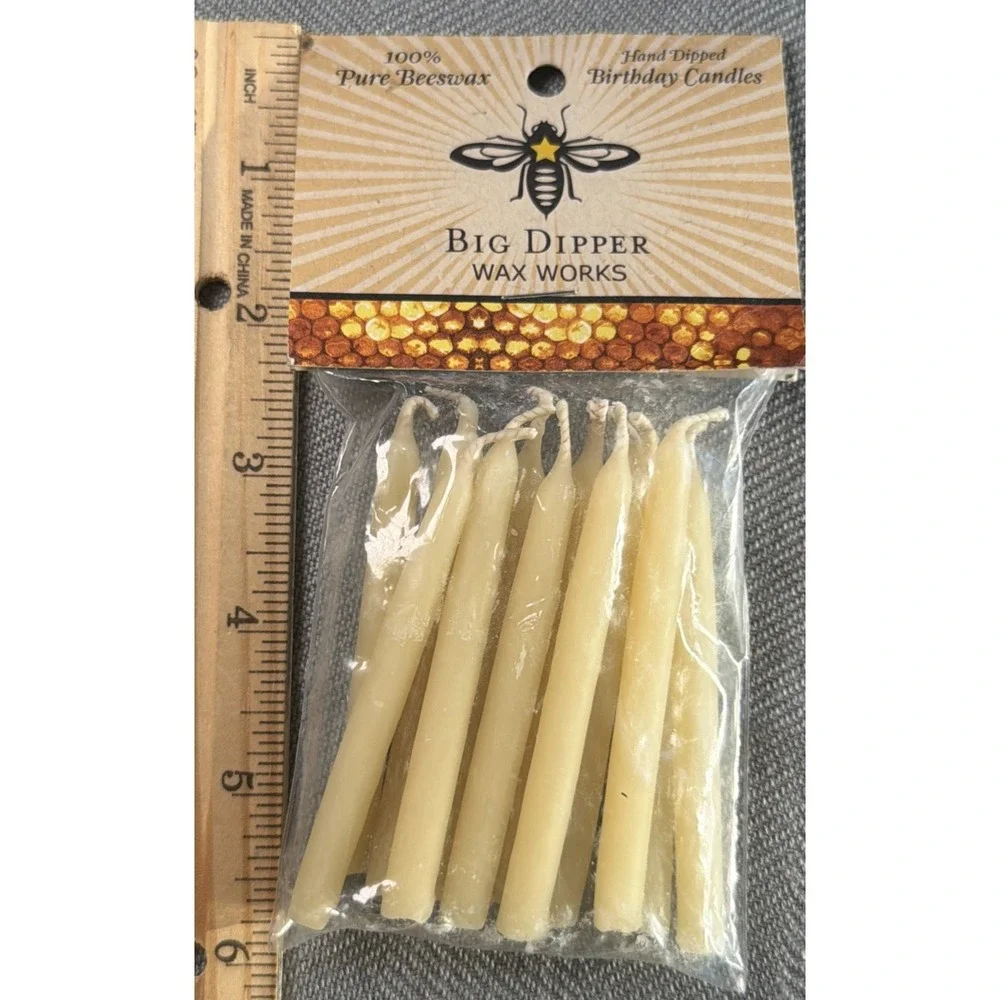 12ct 100% Pure Beeswax Hand Dipped Birthday Candles ~ Big Dipper Wax Works Tan